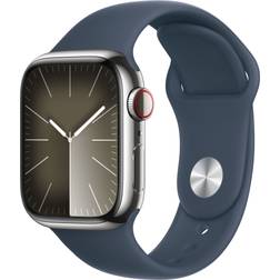 Apple Watch Series 9 Cellular 41mm Stainless Steel Case with Sport Band