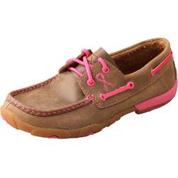 Twisted X Women's TETWP Boat Shoe Driving Moc, Bomber/Neon Pink, 7.5M