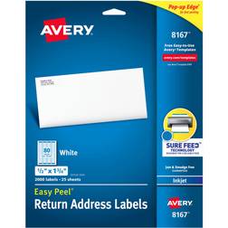 Avery Easy Peel Return Address Labels Sure Feed Technology Permanent Adhesive 1/2"x1-3/4" 2000pcs