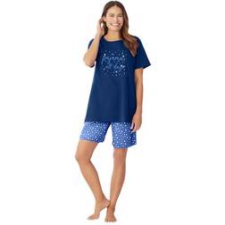 Plus Women's Knit PJ Short Set by Dreams & Co. in Evening Blue Pajamas Size 5X