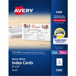 Avery Printable Index Cards with Sure Feed Technology 3"x5" 150pcs