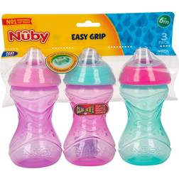 Nuby 3pk Clik-It Soft Spout Cup Purple/Pink/Aqua 10oz