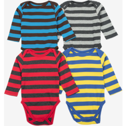 Leveret Baby Cotton Striped Bodysuits 4-pack - Multi Striped 3