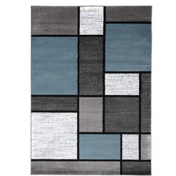 Rugshop Contemporary Modern Boxes Blue, Gray 63x87"