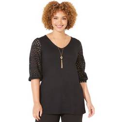 Catherines Liz&me women's plus liz&me eyelet peasant top