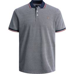 Jack & Jones Bluwin Plain Spread Collar Polo - Grey/Mood Indigo