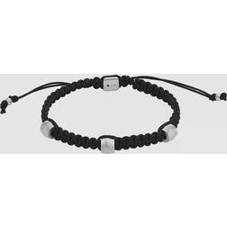 Fossil Harlow Stainless Steel Cord Bracelet, Black, Men