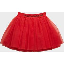 Dolce & Gabbana Girl's Logo-Tape Tulle Tutu Skirt, 2-6 BRT RED