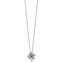 Sophie Miller Cheryl Clover Necklace - Silver/Transparent/Green