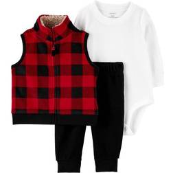 Carter's Baby's Buffalo Check Little Vest Set 3-piece - Red