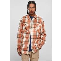 Urban Classics Long Oversized Checked Leaves Shirt, Softseagrass/rot