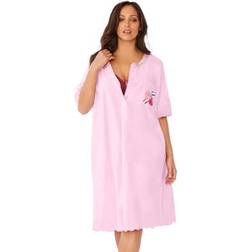 Plus Women's Satin Trim Cotton Sleepshirt by Dreams & Co. in Pink Stripe Heart Size 7X/8X Nightgown