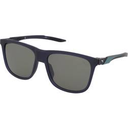 Puma square sunglasses pu0360s-002 transparent frame dark green lenses uv