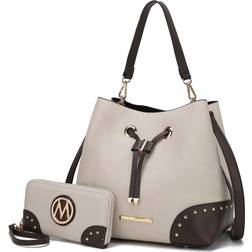 MKF Collection Candice Color Block Bucket Handbag with matching Wallet Mia K