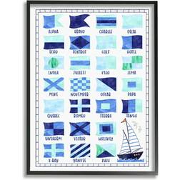 Stupell Industries Blue Nautical Flag Sailing Maritime Symbols Chart Wall Decor