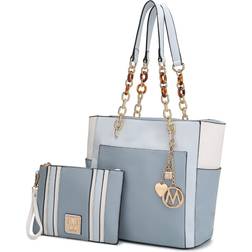 MKF Collection Rochelle Tote & Wristlet Set - Light Blue Denim