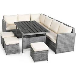 Costway 7-Pieces Wicker Patio Conversation Sectional Outdoor Lounge Set