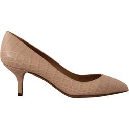 Dolce & Gabbana Beige Leather Pointed Heels Pumps Shoes