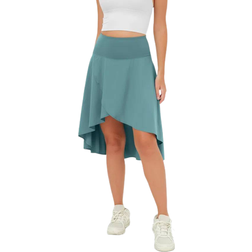 Halara Breezeful High Waisted Asymmetric Ruffle High Low Flowy 2-in-1 Quick Dry Dance Skirt - Mineral Blue
