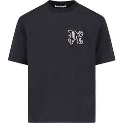 Palm Angels Monogram Embroidered T-shirt - Black