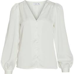 Vila Ellette V-Neck Shirt - Snow White