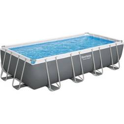 Bestway Power Steel 18' x 9' x 48" Rectangular Above Ground Swimming Pool Set Grey