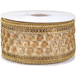 National Tree Company HGTV Home Collection Metallic Dupioni Ribbon Gold 2.5 in