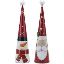 Melrose of 2 Santa and Snowman Cone Christmas Figurine