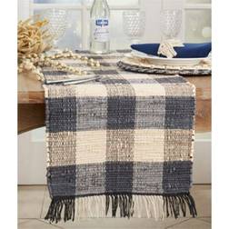 Saro Lifestyle Checkered Chindi Tablecloth Brown