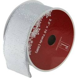 Northlight Silver Burlap Wired Christmas Craft Ribbon 2.5 x 10 Yards