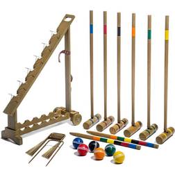 Franklin Sports Outdoor Croquet Set 6 Player Croquet Set with Stakes, Mallets, Wickets, and Balls Backyard/Lawn Croquet Set Vintage