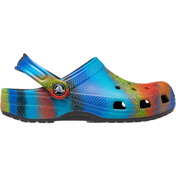 Crocs Kid's Classic Tie-Dye Graphic Clog - Black/Multi Spray Dye