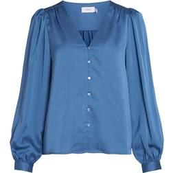 Vila Ellette V-Neck Shirt - Federal Blue