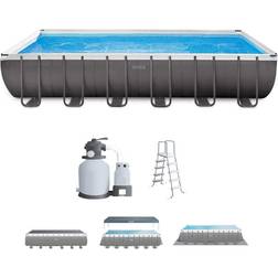 Intex 24' x 12' x 52" Rectangular Ultra XTR Frame Swimming Pool w/Pump, Gray"