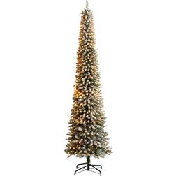 Nearly Natural 10ft. Flocked Pencil Artificial with 700 Christmas Tree