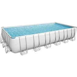 Bestway 24ft x 12ft x 52in Rectangular Frame Family Swimming Pool & Test Kit 351 White