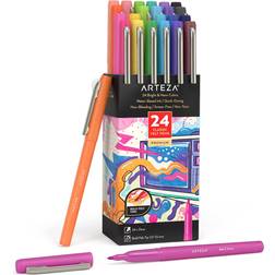 Arteza Set of Classic Felt Pens Brights & Neon Assorted Colors Fiber tip 24 Pieces