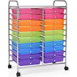 Costway 20 Drawers Rolling Cart Trolley Table