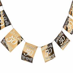 Fun Express 50th anniversary cutout garland, party decor, 1 piece