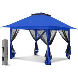 EAGLE PEAK 13 ft. x 13 ft. Pop-Up Gazebo Tent Instant with Mosquito Netting, Blue
