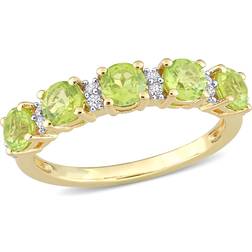 Harmony 1.57 carat ctw peridot and white sapphire ring yellow plated silver