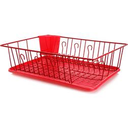 MegaChef 17.5 Inch Red Rack Dish Drainer