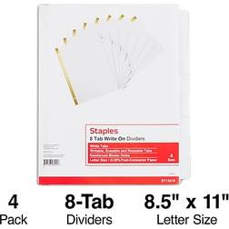 Staples Large Tab Write-On Dividers, 8-Tab