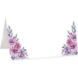 Koyal Wholesale Lavender Watercolor Florals Table Tent Place Cards for Wedding Party Tables Seating Place Cards 56 Pk