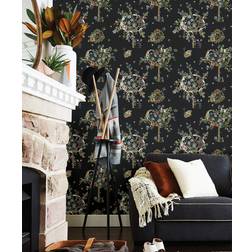 RoomMates Flowering Peace Tree Peel and Stick Wallpaper, Black
