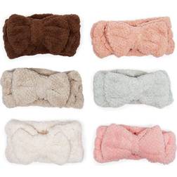 6 Pack of Microfiber Bowtie Headbands for Women Skin Care Facial Cleansing Colors