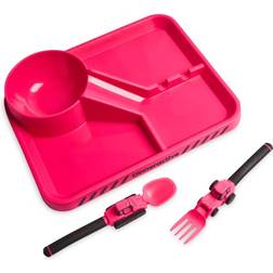 3pc Plastic Dinnerware Set Pink Dinneractive