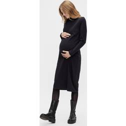 Mamalicious Damen Mleva L/S Jrs Midi Hn A. Noos Dress, Schwarz