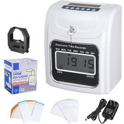 Yescom Employee Attendance Punch Time Clock Payroll Recorder LCD Display w/ 100 Cards