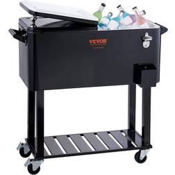 VEVOR 80qt patio cooler cart outdoor rolling ice chest beer cooler w/ shelf